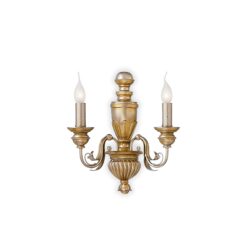 IDEAL LUX Απλίκα Τοίχου FIRENZE 2xE14 Χρυσού Χρώματος – 020846