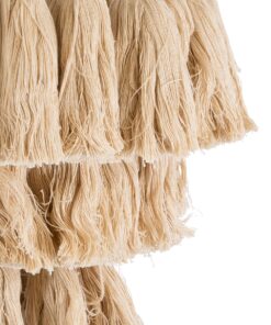 GloboStar® MISSOULA 02084 Boho Κρεμαστό Φωτιστικό Οροφής Μονόφωτο 1 x E27 AC220-240V IP20 – Φ30 x Υ40cm – Μπεζ Λεπτό Νήμα Βαμβακερό και Χρυσό Μεταλλικό Πλέγμα – 5 Χρόνια Εγγύηση