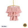 GloboStar® MISSOULA 02086 Boho Κρεμαστό Φωτιστικό Οροφής Μονόφωτο 1 x E27 AC220-240V IP20 – Φ30 x Υ40cm – Ροζ Λεπτό Νήμα Βαμβακερό και Χρυσό Μεταλλικό Πλέγμα – 5 Χρόνια Εγγύηση