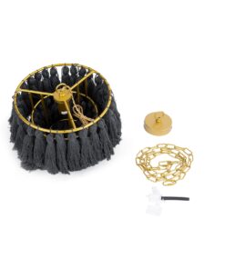 GloboStar® MISSOULA 02087 Boho Κρεμαστό Φωτιστικό Οροφής Μονόφωτο 1 x E27 AC220-240V IP20 – Φ30 x Υ40cm – Μαύρο Λεπτό Νήμα Βαμβακερό και Χρυσό Μεταλλικό Πλέγμα – 5 Χρόνια Εγγύηση