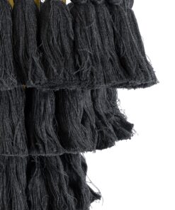 GloboStar® MISSOULA 02087 Boho Κρεμαστό Φωτιστικό Οροφής Μονόφωτο 1 x E27 AC220-240V IP20 – Φ30 x Υ40cm – Μαύρο Λεπτό Νήμα Βαμβακερό και Χρυσό Μεταλλικό Πλέγμα – 5 Χρόνια Εγγύηση