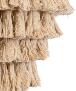 GloboStar® MISSOULA 02088 Boho Κρεμαστό Φωτιστικό Οροφής Μονόφωτο 1 x E27 AC220-240V IP20 – Φ60 x Υ40cm – Μπεζ Λεπτό Νήμα Βαμβακερό και Χρυσό Μεταλλικό Πλέγμα – 5 Χρόνια Εγγύηση