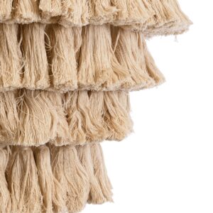 GloboStar® MISSOULA 02088 Boho Κρεμαστό Φωτιστικό Οροφής Μονόφωτο 1 x E27 AC220-240V IP20 – Φ60 x Υ40cm – Μπεζ Λεπτό Νήμα Βαμβακερό και Χρυσό Μεταλλικό Πλέγμα – 5 Χρόνια Εγγύηση