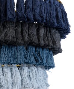 GloboStar® MISSOULA 02089 Boho Κρεμαστό Φωτιστικό Οροφής Μονόφωτο 1 x E27 AC220-240V IP20 – Φ60 x Υ40cm – Μπλε Σκούρο με Μαύρο και Μπλε με Μπλε Ανοιχτό Λεπτό Νήμα Βαμβακερό και Χρυσό Μεταλλικό Πλέγμα – 5 Χρόνια Εγγύηση