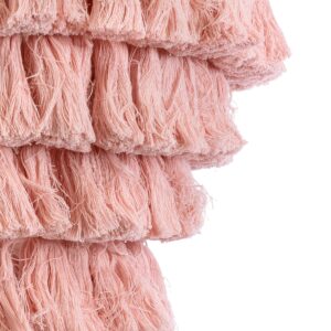 GloboStar® MISSOULA 02090 Boho Κρεμαστό Φωτιστικό Οροφής Μονόφωτο 1 x E27 AC220-240V IP20 – Φ60 x Υ40cm – Ροζ Λεπτό Νήμα Βαμβακερό και Χρυσό Μεταλλικό Πλέγμα – 5 Χρόνια Εγγύηση