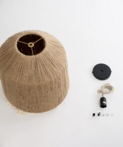 GloboStar® PUERTORICO 02092 Boho Κρεμαστό Φωτιστικό Οροφής Μονόφωτο 1 x E27 AC220-240V IP20 – Φ40 x Υ45cm – Μπεζ με Λευκό Λεπτό Νήμα Βαμβακερό Πλέγμα Καμπάνα – 5 Χρόνια Εγγύηση