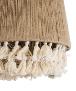 GloboStar® PUERTORICO 02092 Boho Κρεμαστό Φωτιστικό Οροφής Μονόφωτο 1 x E27 AC220-240V IP20 – Φ40 x Υ45cm – Μπεζ με Λευκό Λεπτό Νήμα Βαμβακερό Πλέγμα Καμπάνα – 5 Χρόνια Εγγύηση