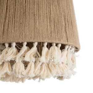 GloboStar® PUERTORICO 02092 Boho Κρεμαστό Φωτιστικό Οροφής Μονόφωτο 1 x E27 AC220-240V IP20 – Φ40 x Υ45cm – Μπεζ με Λευκό Λεπτό Νήμα Βαμβακερό Πλέγμα Καμπάνα – 5 Χρόνια Εγγύηση
