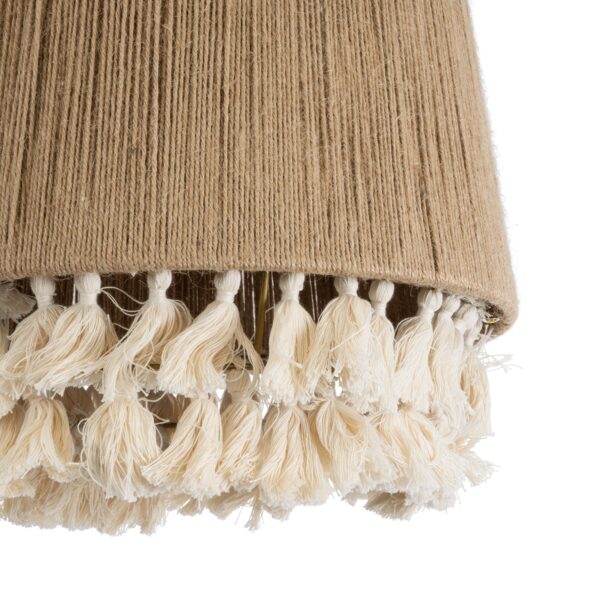 GloboStar® PUERTORICO 02092 Boho Κρεμαστό Φωτιστικό Οροφής Μονόφωτο 1 x E27 AC220-240V IP20 – Φ40 x Υ45cm – Μπεζ με Λευκό Λεπτό Νήμα Βαμβακερό Πλέγμα Καμπάνα – 5 Χρόνια Εγγύηση