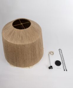 GloboStar® PUERTORICO 02093 Boho Κρεμαστό Φωτιστικό Οροφής Τρίφωτο 3 x E27 AC220-240V IP20 – Φ80 x Υ80cm – Μπεζ Λεπτό Σχοινί Τριχιά Καμπάνα – 5 Χρόνια Εγγύηση