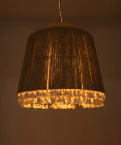 GloboStar® PUERTORICO 02093 Boho Κρεμαστό Φωτιστικό Οροφής Τρίφωτο 3 x E27 AC220-240V IP20 – Φ80 x Υ80cm – Μπεζ Λεπτό Σχοινί Τριχιά Καμπάνα – 5 Χρόνια Εγγύηση