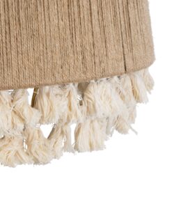 GloboStar® PUERTORICO 02093 Boho Κρεμαστό Φωτιστικό Οροφής Τρίφωτο 3 x E27 AC220-240V IP20 – Φ80 x Υ80cm – Μπεζ Λεπτό Σχοινί Τριχιά Καμπάνα – 5 Χρόνια Εγγύηση