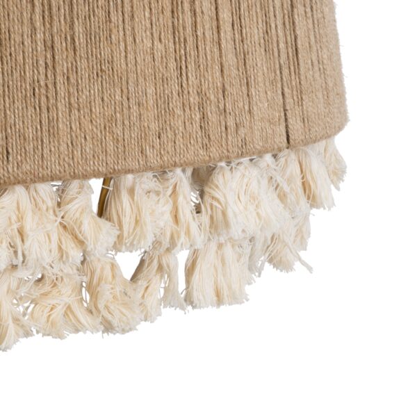 GloboStar® PUERTORICO 02093 Boho Κρεμαστό Φωτιστικό Οροφής Τρίφωτο 3 x E27 AC220-240V IP20 – Φ80 x Υ80cm – Μπεζ Λεπτό Σχοινί Τριχιά Καμπάνα – 5 Χρόνια Εγγύηση