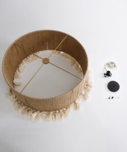 GloboStar® PUERTORICO 02094 Boho Κρεμαστό Φωτιστικό Οροφής Τρίφωτο 3 x E27 AC220-240V IP20 – Φ50 x Υ27cm – Μπεζ με Λευκό Λεπτό Νήμα Πλέγμα Βαμβακερό Καπέλο – 5 Χρόνια Εγγύηση