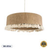 GloboStar® PUERTORICO 02095 Boho Κρεμαστό Φωτιστικό Οροφής Τριφωτο 3 x E27 AC220-240V IP20 – Φ80 x Υ27cm – Μπεζ με Λευκό Λεπτό Νήμα Πλέγμα Βαμβακερό Καπέλο – 5 Χρόνια Εγγύηση