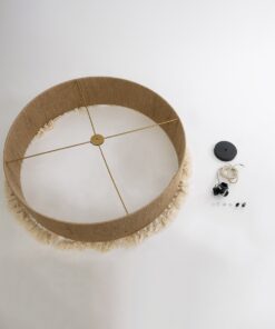 GloboStar® PUERTORICO 02095 Boho Κρεμαστό Φωτιστικό Οροφής Τριφωτο 3 x E27 AC220-240V IP20 – Φ80 x Υ27cm – Μπεζ με Λευκό Λεπτό Νήμα Πλέγμα Βαμβακερό Καπέλο – 5 Χρόνια Εγγύηση