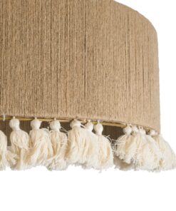 GloboStar® PUERTORICO 02095 Boho Κρεμαστό Φωτιστικό Οροφής Τριφωτο 3 x E27 AC220-240V IP20 – Φ80 x Υ27cm – Μπεζ με Λευκό Λεπτό Νήμα Πλέγμα Βαμβακερό Καπέλο – 5 Χρόνια Εγγύηση
