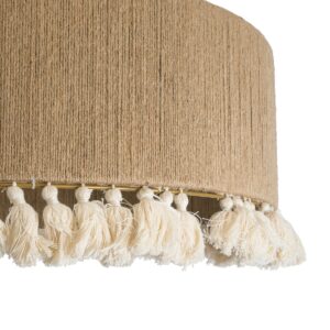 GloboStar® PUERTORICO 02095 Boho Κρεμαστό Φωτιστικό Οροφής Τριφωτο 3 x E27 AC220-240V IP20 – Φ80 x Υ27cm – Μπεζ με Λευκό Λεπτό Νήμα Πλέγμα Βαμβακερό Καπέλο – 5 Χρόνια Εγγύηση