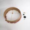 GloboStar® PUERTORICO 02097 Boho Κρεμαστό Φωτιστικό Οροφής Τρίφωτο 3 x E27 AC220-240V IP20 – Φ80 x Υ27cm – Μπεζ με Ροζ Λεπτό Νήμα Πλέγμα Βαμβακερό Καπέλο – 5 Χρόνια Εγγύηση