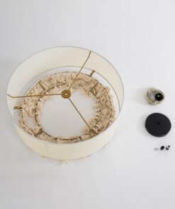 GloboStar® GINGER 02100 Boho Κρεμαστό Φωτιστικό Οροφής Μονόφωτο 1 x E27 AC220-240V IP20 – Φ50 x Υ25cm – Μπεζ Υφασμάτινο με Μπεζ Λεπτό Νήμα Πλέγμα Βαμβακερό Καπέλο – 5 Χρόνια Εγγύηση