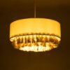 GloboStar® GINGER 02100 Boho Κρεμαστό Φωτιστικό Οροφής Μονόφωτο 1 x E27 AC220-240V IP20 – Φ50 x Υ25cm – Μπεζ Υφασμάτινο με Μπεζ Λεπτό Νήμα Πλέγμα Βαμβακερό Καπέλο – 5 Χρόνια Εγγύηση