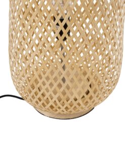 GloboStar® MAMIZU 02109 Boho Επιδαπέδιο Φωτιστικό Μονόφωτο 1 x E27 AC220-240V IP20 – Φ28 x Υ93cm – Μπεζ Ξύλινο Μπαμπού Πλέγμα – 5 Χρόνια Εγγύηση