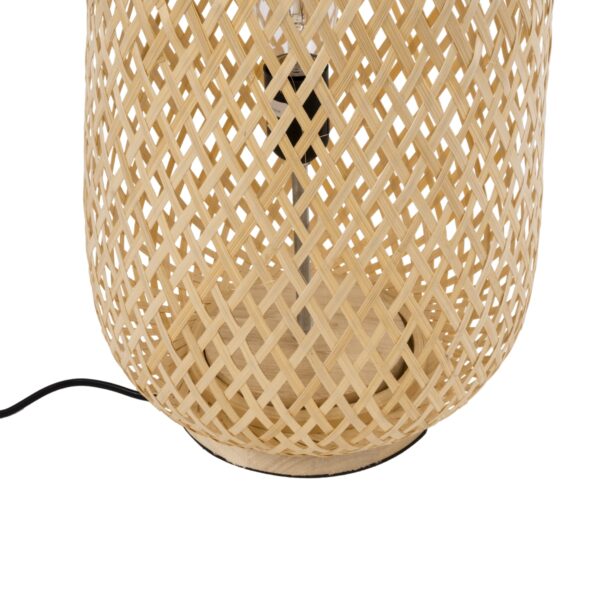 GloboStar® MAMIZU 02109 Boho Επιδαπέδιο Φωτιστικό Μονόφωτο 1 x E27 AC220-240V IP20 – Φ28 x Υ93cm – Μπεζ Ξύλινο Μπαμπού Πλέγμα – 5 Χρόνια Εγγύηση