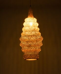 GloboStar® MAUI 02114 Boho Κρεμαστό Φωτιστικό Οροφής Μονόφωτο 1 x E27 AC220-240V IP20 – Φ30 x Υ77cm – Μπεζ Ξύλινο Μπαμπού Πλέγμα – 5 Χρόνια Εγγύηση