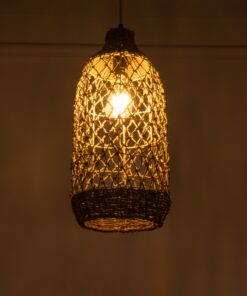 GloboStar® ECUADOR 02116 Boho Κρεμαστό Φωτιστικό Οροφής Μονόφωτο 1 x E27 AC220-240V IP20 – Φ23 x Υ50cm – Μπεζ Seagrass – Φύκι Πλέγμα Καμπάνα – 5 Χρόνια Εγγύηση