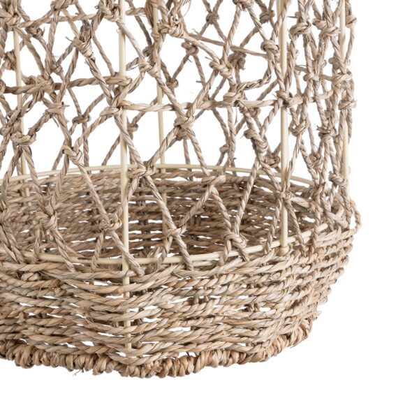 GloboStar® ECUADOR 02116 Boho Κρεμαστό Φωτιστικό Οροφής Μονόφωτο 1 x E27 AC220-240V IP20 – Φ23 x Υ50cm – Μπεζ Seagrass – Φύκι Πλέγμα Καμπάνα – 5 Χρόνια Εγγύηση