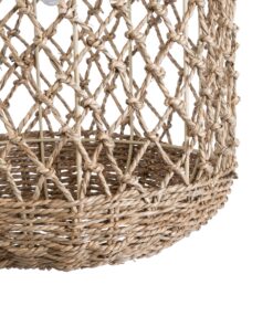 GloboStar® ECUADOR 02117 Boho Κρεμαστό Φωτιστικό Οροφής Μονόφωτο 1 x E27 AC220-240V IP20 – Φ28 x Υ40cm – Μπεζ Seagrass – Φύκι Πλέγμα – 5 Χρόνια Εγγύηση