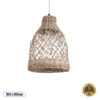 GloboStar® ECUADOR 02118 Boho Κρεμαστό Φωτιστικό Οροφής Μονόφωτο 1 x E27 AC220-240V IP20 – Φ25 x Υ35cm – Μπεζ Seagrass – Φύκι Πλέγμα Καμπάνα – 5 Χρόνια Εγγύηση