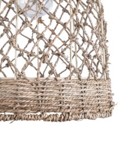 GloboStar® ECUADOR 02118 Boho Κρεμαστό Φωτιστικό Οροφής Μονόφωτο 1 x E27 AC220-240V IP20 – Φ25 x Υ35cm – Μπεζ Seagrass – Φύκι Πλέγμα Καμπάνα – 5 Χρόνια Εγγύηση