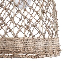 GloboStar® ECUADOR 02118 Boho Κρεμαστό Φωτιστικό Οροφής Μονόφωτο 1 x E27 AC220-240V IP20 – Φ25 x Υ35cm – Μπεζ Seagrass – Φύκι Πλέγμα Καμπάνα – 5 Χρόνια Εγγύηση