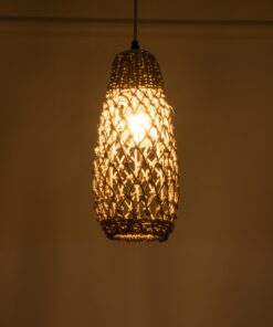 GloboStar® ECUADOR 02119 Boho Κρεμαστό Φωτιστικό Οροφής Μονόφωτο 1 x E27 AC220-240V IP20 – Φ15 x Υ35cm – Μπεζ Seagrass – Φύκι Πλέγμα Καμπάνα – 5 Χρόνια Εγγύηση