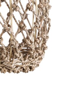 GloboStar® ECUADOR 02119 Boho Κρεμαστό Φωτιστικό Οροφής Μονόφωτο 1 x E27 AC220-240V IP20 – Φ15 x Υ35cm – Μπεζ Seagrass – Φύκι Πλέγμα Καμπάνα – 5 Χρόνια Εγγύηση