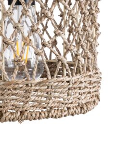 GloboStar® ECUADOR 02120 Boho Κρεμαστό Φωτιστικό Οροφής Μονόφωτο 1 x E27 AC220-240V IP20 – Φ20 x Υ20cm – Μπεζ Seagrass – Φύκι Πλέγμα – 5 Χρόνια Εγγύηση