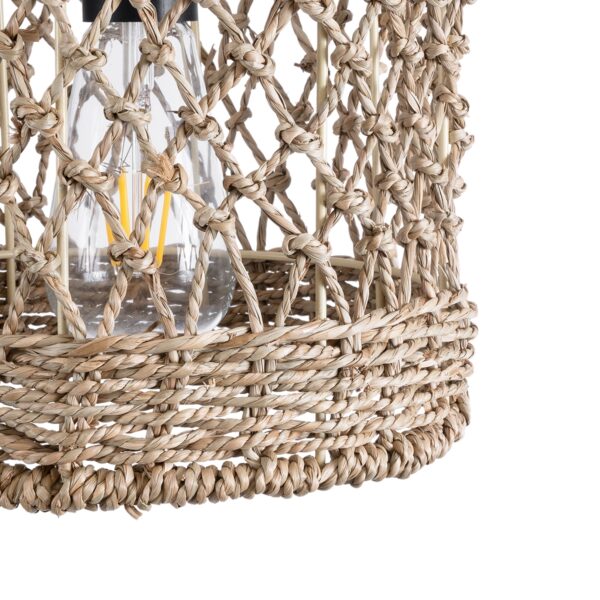 GloboStar® ECUADOR 02120 Boho Κρεμαστό Φωτιστικό Οροφής Μονόφωτο 1 x E27 AC220-240V IP20 – Φ20 x Υ20cm – Μπεζ Seagrass – Φύκι Πλέγμα – 5 Χρόνια Εγγύηση