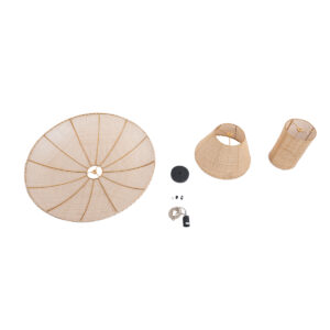 GloboStar® ZORA 02139 Boho Κρεμαστό Φωτιστικό Οροφής Μονόφωτο 1 x E27 AC220-240V IP20 – Φ80 x Υ32cm – Μπεζ Υφασμάτινο Καμπάνα
