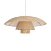 GloboStar® ZORA 02139 Boho Κρεμαστό Φωτιστικό Οροφής Μονόφωτο 1 x E27 AC220-240V IP20 – Φ80 x Υ32cm – Μπεζ Υφασμάτινο Καμπάνα