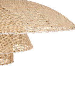 GloboStar® ZORA 02139 Boho Κρεμαστό Φωτιστικό Οροφής Μονόφωτο 1 x E27 AC220-240V IP20 – Φ80 x Υ32cm – Μπεζ Υφασμάτινο Καμπάνα