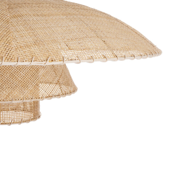 GloboStar® ZORA 02139 Boho Κρεμαστό Φωτιστικό Οροφής Μονόφωτο 1 x E27 AC220-240V IP20 – Φ80 x Υ32cm – Μπεζ Υφασμάτινο Καμπάνα