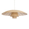 GloboStar® ZORA 02140 Boho Κρεμαστό Φωτιστικό Οροφής Μονόφωτο 1 x E27 AC220-240V IP20 – Φ120 x Υ40cm – Μπεζ Υφασμάτινο Καμπάνα
