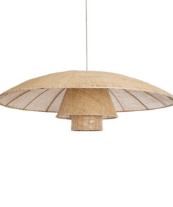 GloboStar® ZORA 02140 Boho Κρεμαστό Φωτιστικό Οροφής Μονόφωτο 1 x E27 AC220-240V IP20 – Φ120 x Υ40cm – Μπεζ Υφασμάτινο Καμπάνα