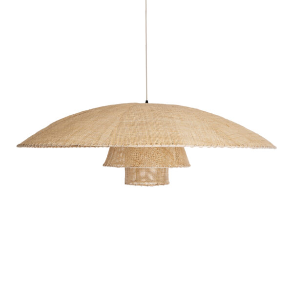 GloboStar® ZORA 02140 Boho Κρεμαστό Φωτιστικό Οροφής Μονόφωτο 1 x E27 AC220-240V IP20 – Φ120 x Υ40cm – Μπεζ Υφασμάτινο Καμπάνα