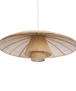 GloboStar® ZORA 02140 Boho Κρεμαστό Φωτιστικό Οροφής Μονόφωτο 1 x E27 AC220-240V IP20 – Φ120 x Υ40cm – Μπεζ Υφασμάτινο Καμπάνα