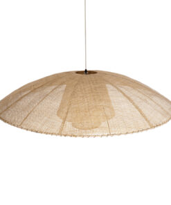 GloboStar® ZORA 02140 Boho Κρεμαστό Φωτιστικό Οροφής Μονόφωτο 1 x E27 AC220-240V IP20 – Φ120 x Υ40cm – Μπεζ Υφασμάτινο Καμπάνα