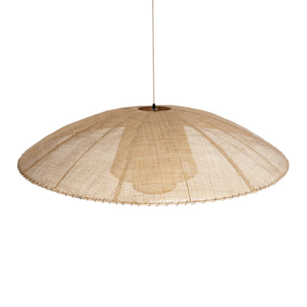 GloboStar® ZORA 02140 Boho Κρεμαστό Φωτιστικό Οροφής Μονόφωτο 1 x E27 AC220-240V IP20 – Φ120 x Υ40cm – Μπεζ Υφασμάτινο Καμπάνα