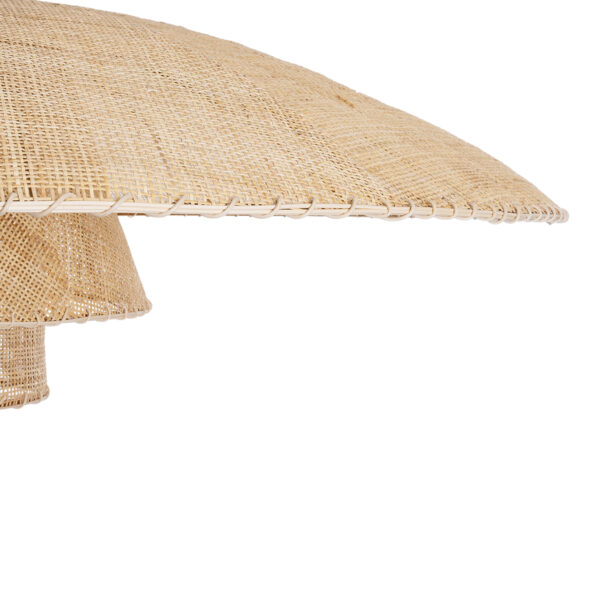 GloboStar® ZORA 02140 Boho Κρεμαστό Φωτιστικό Οροφής Μονόφωτο 1 x E27 AC220-240V IP20 – Φ120 x Υ40cm – Μπεζ Υφασμάτινο Καμπάνα