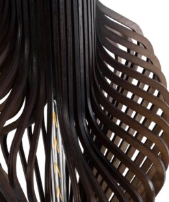 GloboStar® MIHIRO 02151 Boho Επιδαπέδιο Φωτιστικό Μονόφωτο 1 x E27 AC220-240V IP20 – Μ48 x Π48 x Υ120cm – Καφέ Σκούρο Ξύλινο με Μαύρη Μεταλλική Βάση Πλέγμα – 5 Χρόνια Εγγύηση